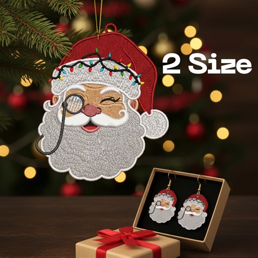 FSL Santa Claus Lace Embroidery Design: Christmas Ornament/earrings (instant Download) - Etsy