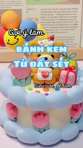 Làm Bánh Sinh Nhật Từ Đất Sét Tự Khô Xinh Xắn