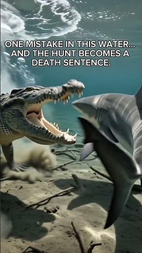 Saltwater Crocodile vs Bull Shark – Deadly Clash at the River Mouth 🐊🦈