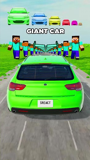 Big & Small Cars Compete Against Minecraft's Steve