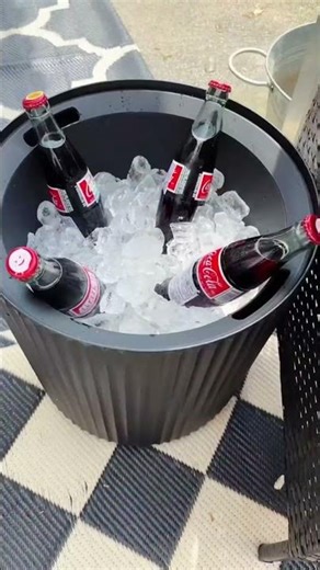 FONTOI Outdoor Cooler Side Table | 2-in-1 Ice Chest Table for Patio, Parties & Beach | White