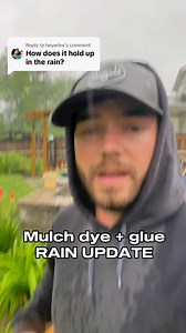 Mulch dye and glue rain update#fyp #mulch #landscape #landscaping #yardwork #lawncare #backyardputtinggreen #grass #homeowner #lifehack #satisfying #mulchdye @petramax_ @petratools | Jake From Upstate Farm