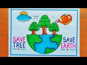 How to Draw world environment day poster, save nature drawing easy