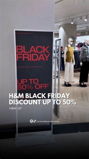 Trans Studio Mall Bandung on Instagram: "Black Friday SALE starts now! Enjoy up to 50% off on women’s, men’s, and kids’ collections at H&M – TSM Bandung. Your best picks, at the best prices. #bandung #bandunghits #bandungjuara #explorebandung #bandunghits #infobandung #bandungbanget #wisatabandung #promobandung #diskonbandung #tsmbandung #transstudiomallbandung #bandungseru #transshoppingmallgroup"