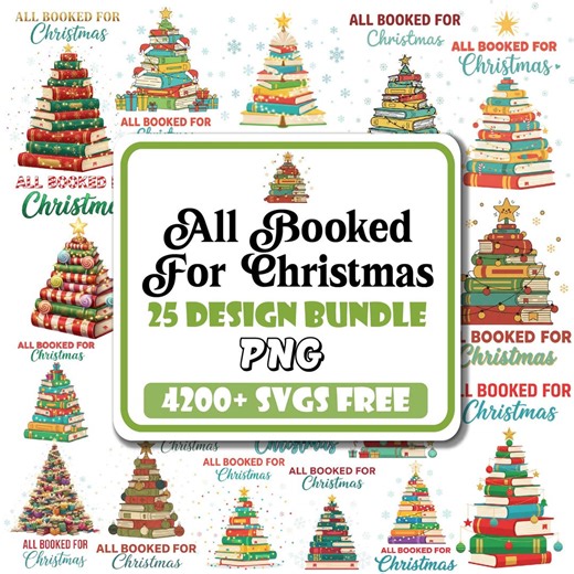 Christmas Books Png Bundle: Teacher & Book Lover Designs (digital Download) - Etsy