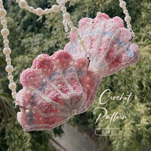 Seashell Crochet Bag Pattern – Cute Summer Purse PDF for Girls, Pearl Shell Design, Amigurumi Digital Crochet Bag - Etsy