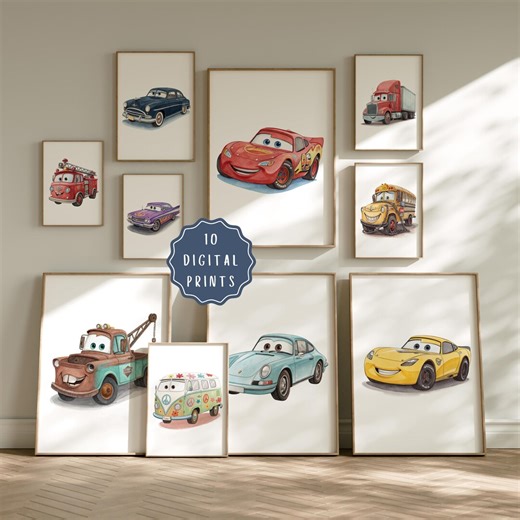 10 Lightning Mcqueen Cars Movie Poster Prints, Wall Art Decor for Nurseries & Playrooms, Digital Clipart Sally Carrera Tom Mater Set - Etsy Australia
