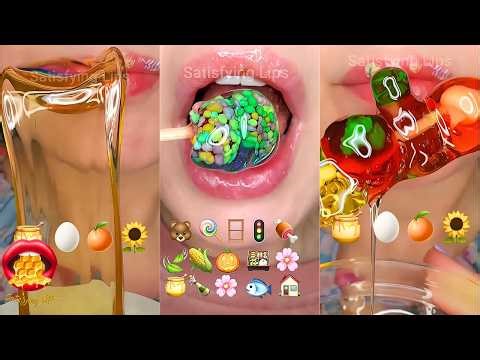 ASMR Satisfying Eating Emoji Food Challenge Sped Up