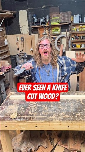 Ever seen a knife cut wood? Thanks first degree forge! #woodworking #blade #damascussteel