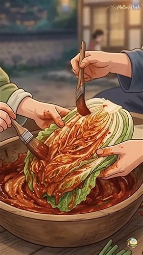 Korean Village Night 🌙 Making Kimchi Under the Moon | #shorts #ghibli #korean #kimchi #cooking