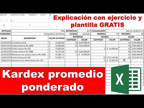 Kardex exercise with WEIGHTED AVERAGE in EXCEL with FREE template
