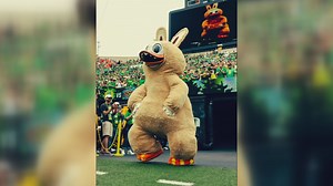 Oregon Duck mascot takes the field in viral Labubu costume before OSU game