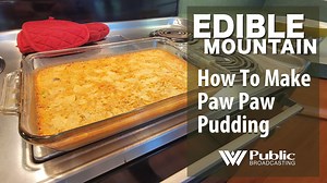 Paw paws are a wonderful, northern tropical fruit that when ripe has a banana-mango flavor. 🍌🥭 Sage Bishop of Wheeling, West Virginia shows us her delightful twist on a New York Times posted recipe of Paw Paw Pudding: https://cooking.nytimes.com/recipes/1016961-pawpaw-pudding (As well as her own icing to top it off. It is sooooo yummy. 😋) #EdibleMountain #PawPaws #WVPB | West Virginia Public Broadcasting