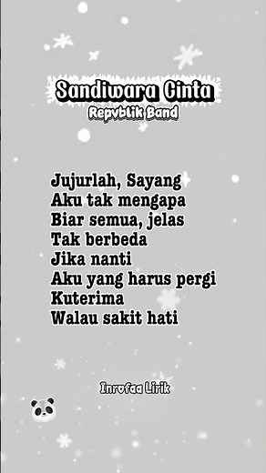 Lirik lagu Sandiwara Cinta - Repvblik Band #liriklagu