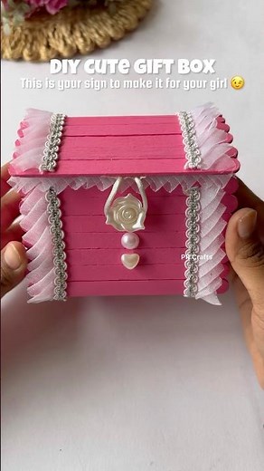 Cute gift box for your girl 🥰|| #love #diy #icecreamstickcraftideas #icecreamstickcrafts #diygifts