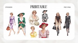 Royalcore Fashion Sticker Pack – 41 Diana Inspired Outfit Pngs for Journals, Planners & Scrapbooking - Etsy