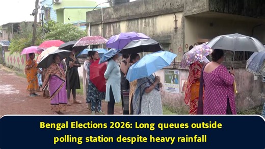 Bengal elections 2026: Long queues outside polling station despite heavy rainfall