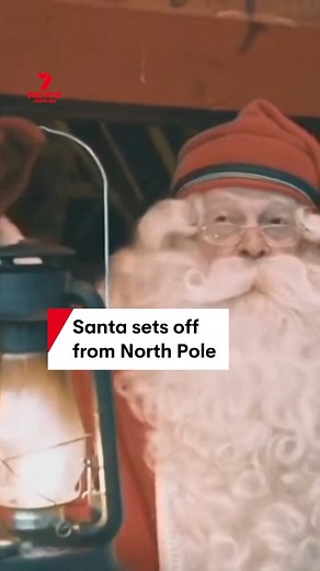 Santa Claus has been spotted leaving the North Pole to start his long journey delivering Christmas gifts to the children of the world from his official hometown in the Arctic Circle. #santa #santaclaus #northpole #christmas #sleigh | 7NEWS Australia