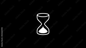 Hour glass time count animation white color black background
