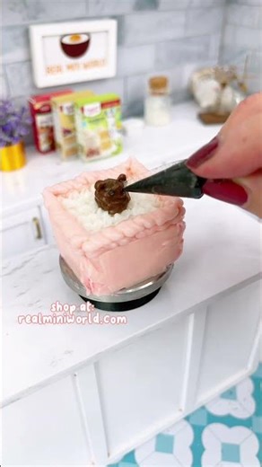 ピンクのクマのケーキ🎀🎂🐻✨| Pink Bear Cake | Real Mini World