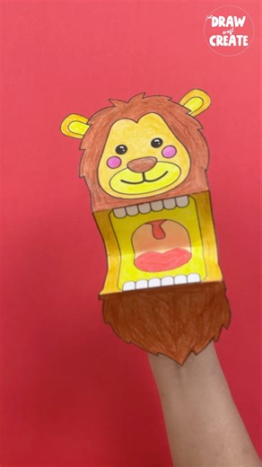 Lion Puppet Craft #lion #puppet #animalpuppet #shorts