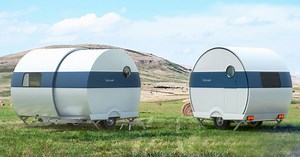 the beauer camper is a tiny can-shaped trailer that expands to twice its size