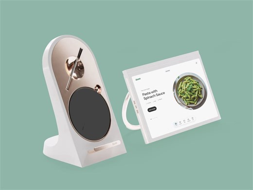 Digital Cookbook Stand Weighs Ingredients and Checks Temperature - Yanko Design