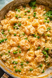 Shrimp Risotto with Tomatoes and Peas