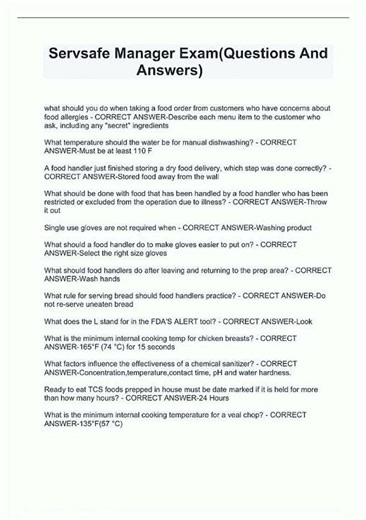 Servsafe Manager Examquestions And Answers new video