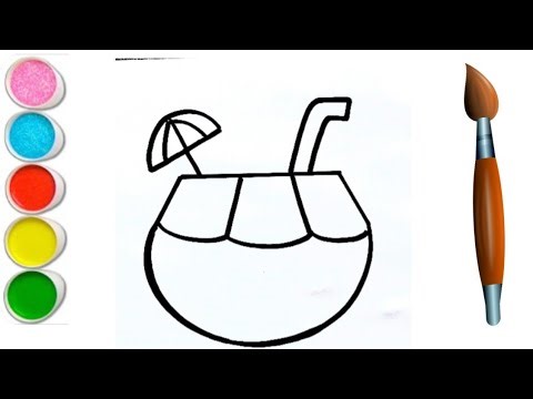 Coconut water drawing for kids | Coloring Painting | Toddlers art | Kids video | Kids drawing