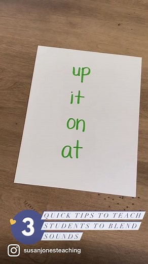 Here are 3️⃣ quick tips for teaching students to blend sounds! My favorite has always been #3 🤩 Any tips you would add?! To see more about each of these head to my latest YouTube video (🎥 : Susan Jones Teaching). I upload new videos every Thursday and Sunday mornings! #scienceofreading #scienceofreadinginstruction #blendingsounds #teacheryoutuber #iteachfirst #iteachk