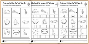 Find and Write the sh Words Differentiated Worksheet Pack