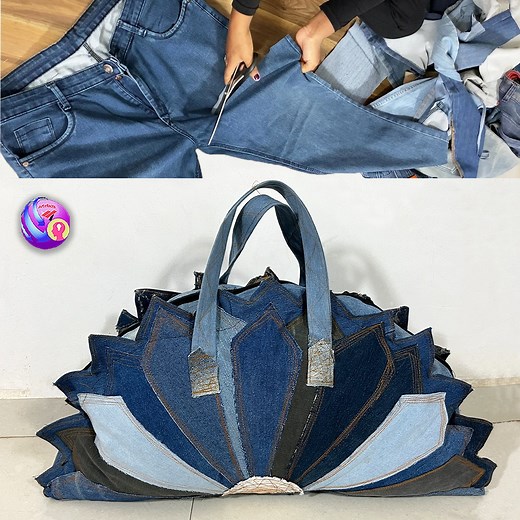 828K views · 3.6K reactions | How to make a Traveling Bag by jeans doormat #jeans #handmade #bag | Artefact | Facebook