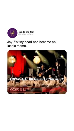 @insidethejam on Instagram: "A single head nod became one of the most iconic reaction memes ever, and Jay-Z had no idea it would go viral. Even the smallest moments can live forever online. Follow @insidethejam, where music, power & culture collide. #MusicCulture #Coldplay #ViralClip"