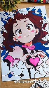 Drawing Ochako uraraka / Inking & Coloring ✨ #howtodraw #myheroacademia #bokunoheroacadamia