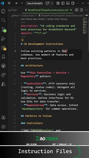 Define coding standards for Copilot with Instruction Files