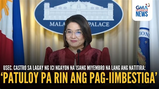 PATULOY PA RIN PO ANG PAG-IIMBESTIGA Sinabi ni Palace Press Officer Usec. Atty. Claire Castro na magpapatuloy pa rin ang imbestigasyon ng Independent Commission for Infrastructure (ICI) kahit na isang commissioner na lang ang natira matapos ang sunod-sunod na pagbibitiw ng mga miyembro nito. “Sa ngayon ay hindi pa po tayo nabibigyan ng update kung magkakaroon ng replacement. Kasalukuyan pa ring nagtatrabaho ang mga nasa ICI, at naroon din po ang Ombudsman na nangakong magpapatuloy po sila,” sabi
