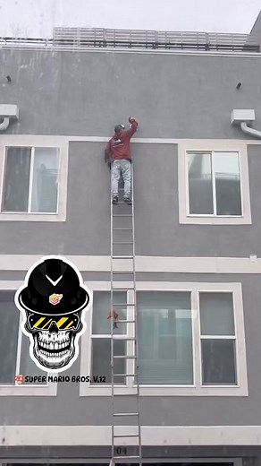 🫂PROS BEFORE HOES • 🍄SUPER MARIO BROS. V.12 • 🎥Video Creds: ANONYMOUS • 🪜LADDER SAFETY - 4 TO 1 RATIO: Angle your Ladder properly, for every 4 Feet high the Ladder reaches up, set the Base of the Ladder 1 Foot out from the Wall OR Structure - this CAN be estimated by counting Rungs, which ARE about one Foot apart. • 3️⃣THREE: An Extension or Straight Ladder used to Access an Elevated Surface MUST Extend at least 3 Feet above the point of support/contact (count Rungs, which are about one Foot