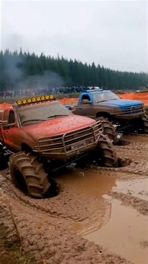 Mud Fury Showdown: Monster Trucks Battling in Extreme Terrain #truck #truckdriver #shorts