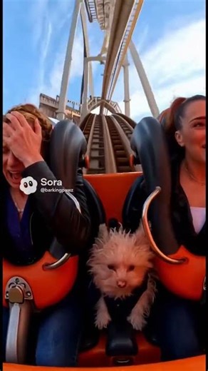 Snorkie Yorkie Shnawzer Dog on a Rollercoaster