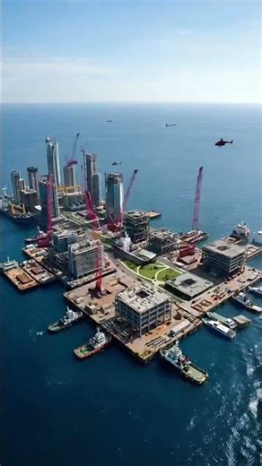 From Empty Ocean to the World’s Largest Floating City #floatingcity #floatinghouse #aitimelapse