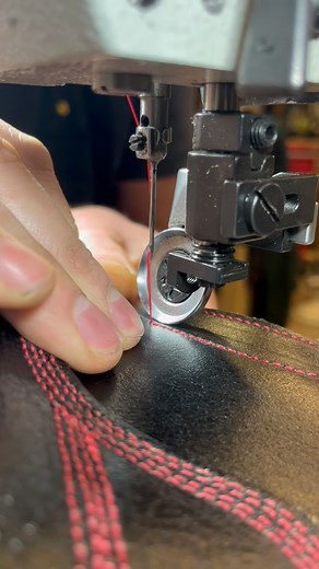 This red stitching is just 👌🏽 #boots #leather #stitching #red #black #sewing #sewingmachine #asmr #asmrreels #reelsviral #reels #video #shorts #horween #bootmaker #smithers #smithersbc | Webb Boot Company