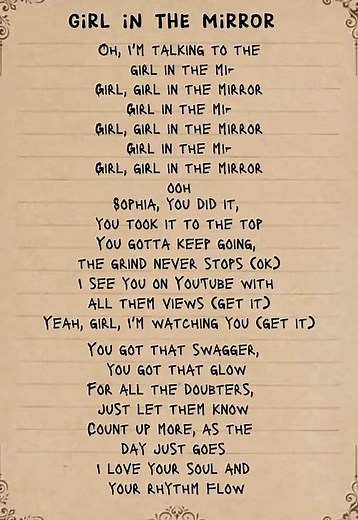 Girl In The Mirror Song with Lyrics | Sophia Grace
