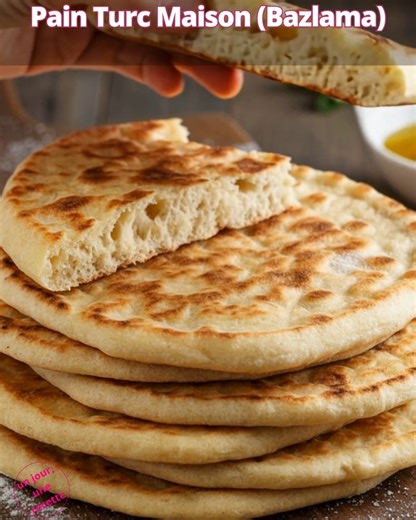 15K views · 28 reactions | Pain Turc Traditionnel – Légèrement Croustillant & Plein de Saveurs 䀘 Ce pain turc traditionnel est un véritable trésor de la cuisine méditerranéenne. Facile à faire, il allie une mie moelleuse à une croûte dorée et parfumée. Parfait pour accompagner vos plats salés ou vos dips, il se déguste tiède, tout juste sorti du four. Ingrédients : 500 g de farine  | Un jour Une recette | Facebook