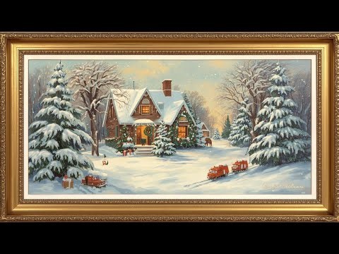 Christmas TV Wallpaper | Holiday TV Screensaver | 4K TV Background | Vintage Gold Framed Tv Art