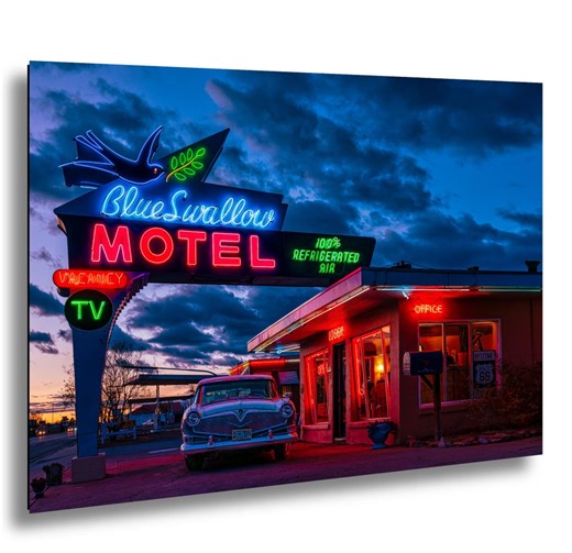 Blue Swallow Motel Photo Print: Route 66 Americana Neon Sign Wall Art - Etsy