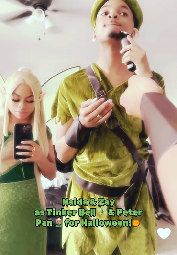 Naida & Zay Tinker Bell and Peter Pan Costumes for Halloween