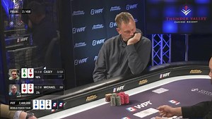 228K views · 793 reactions | WHAT A TURN CARD 掠 While heads-up in our $3,500 World Poker Tour (WPT) Rolling Thunder Championship, Michael Kinney and Casey Sandretto tangle in what ends up being the final hand of heads-up play! | World Poker Tour (WPT) | Facebook