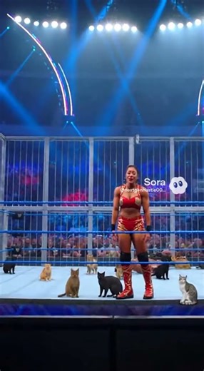 WWE Cage Match SHOCKER 😱 100 Cats Save a Girl! 🐱🔥