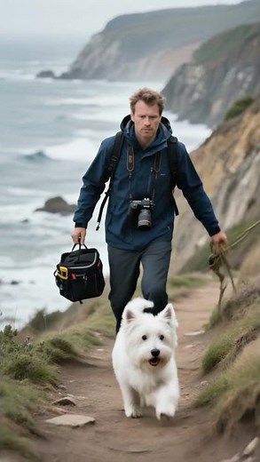 Cliffside Rescue West Highland Terrier Guides Photographer to Save Trapped Seagull